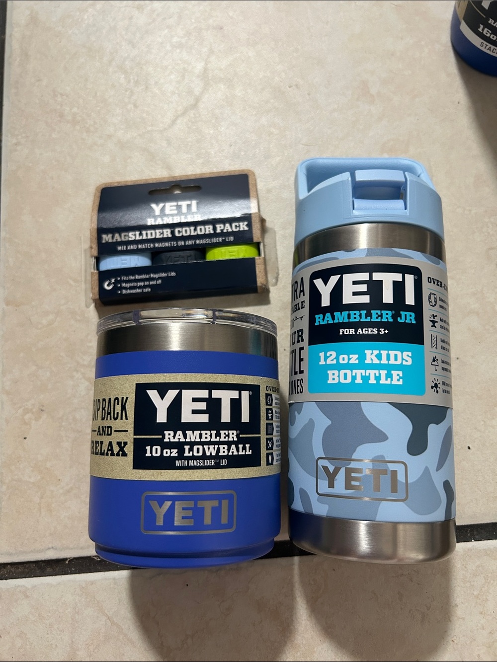 New discontinued 12oz camo blue RAMBLER bottle w/ matching flip lid. Collector.